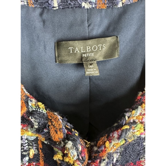 Talbots Tweed Jacket Sunflower Plaid Pockets Women's Size 14P 14 Petite Office - Picture 5 of 9